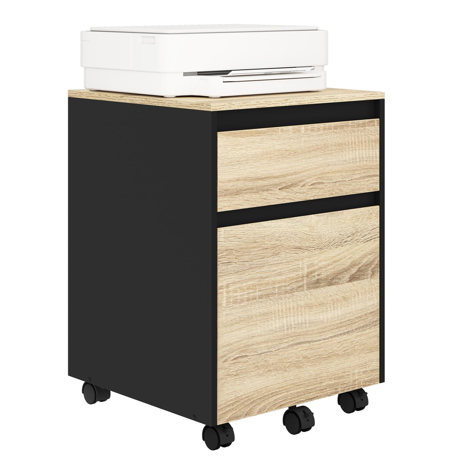 WOLTU mobiler Aktenschrank, Schrank für Aktenordner, Aufbewahrungsschrank im Büro, Büroschrank mit Rollen, Rollcontainer, #2869