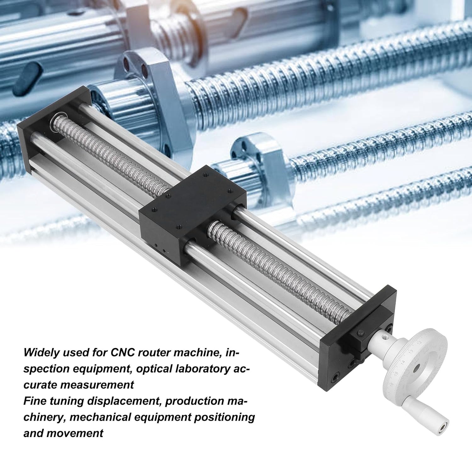 300mm Stroke Heavy Load Smooth Movement Linear Rail Guide Slide with Hand Crank Move 5 Threaded Hole for Fixing for CNC Router Machine Inspection Equipment