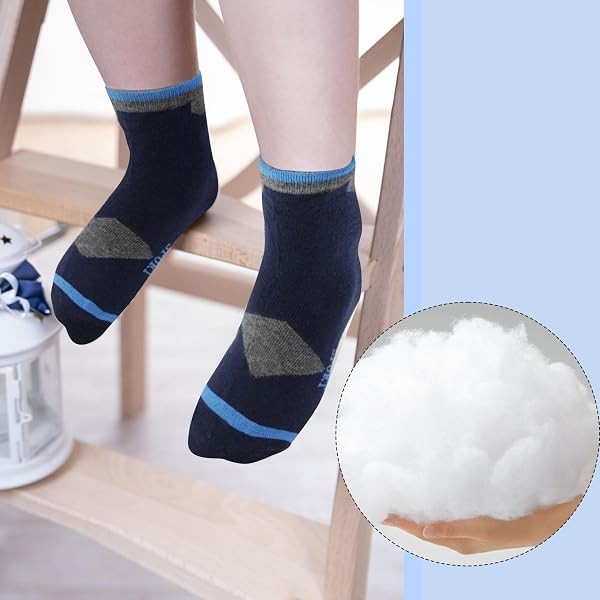 Geyuwoz 12 paires de Chaussettes pour enfants de sport Chaussettes de sneakers en coton Coloré pour enfants 4-12 ans Unisexe - 2