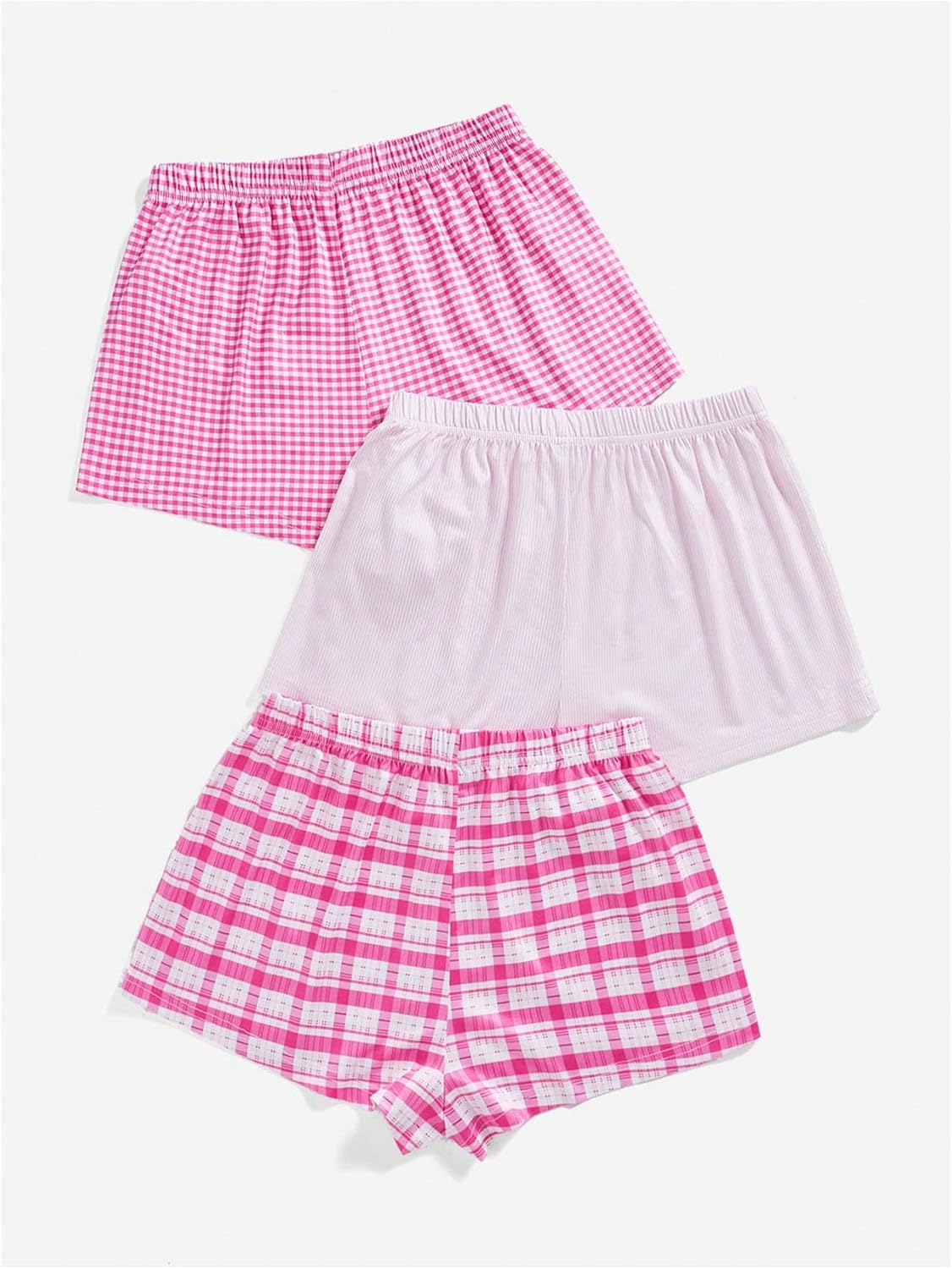 Milumia Women's 3 Pack Pajama Shorts Plaid Elastic Waist Lounge Bottoms Sleep Boxer Shorts - Image 2