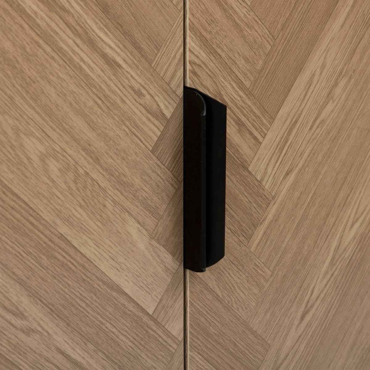 5 five simply smart 5five - Meuble de Rangement Chevrons Effet Bois et Noir, 2 Portes, H 110 x L 80 cm - Buffet pour Salon, Chambre, Entrée