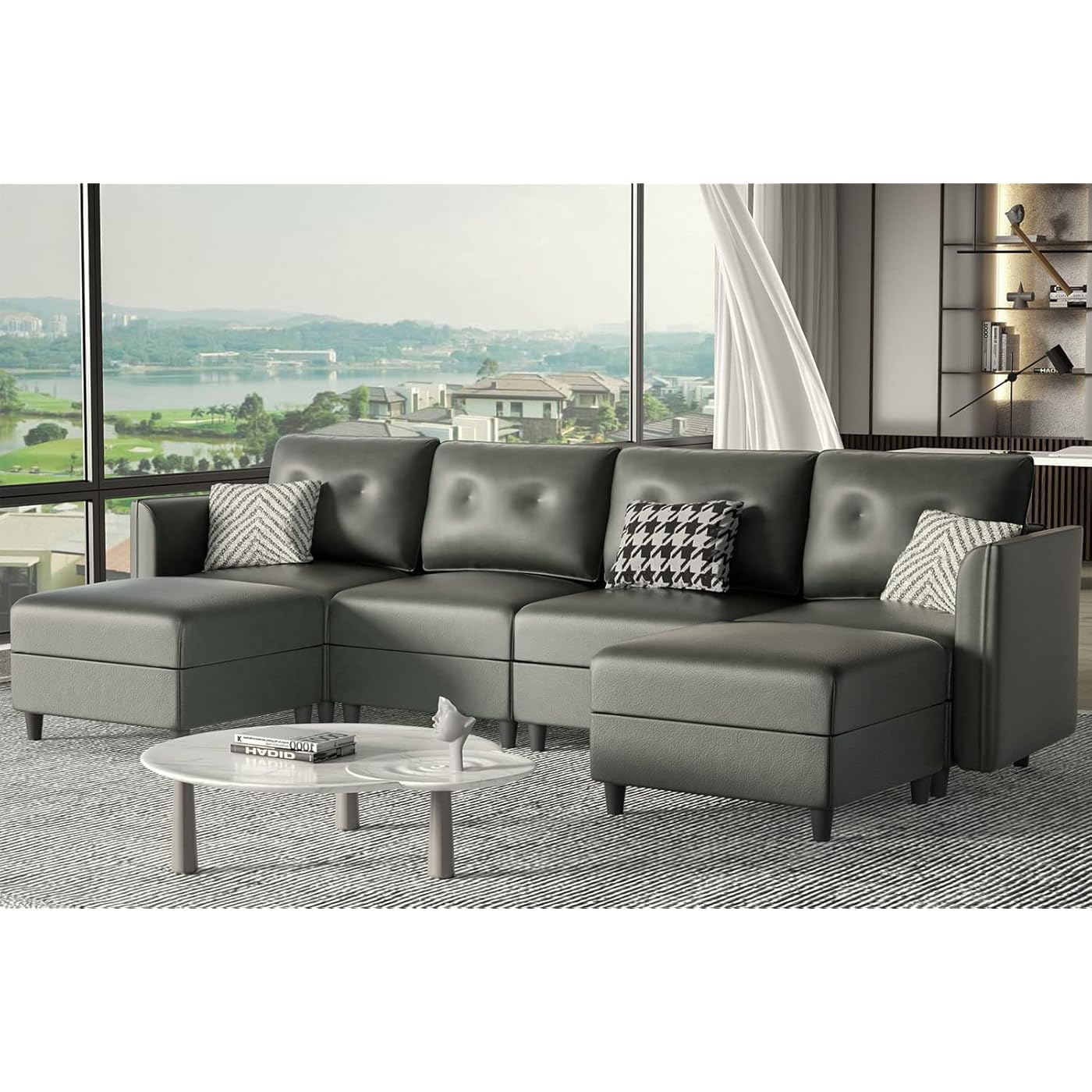 79/mo Finance LLAPPUIL Modular Sectional Sofa Faux Leather Fabric