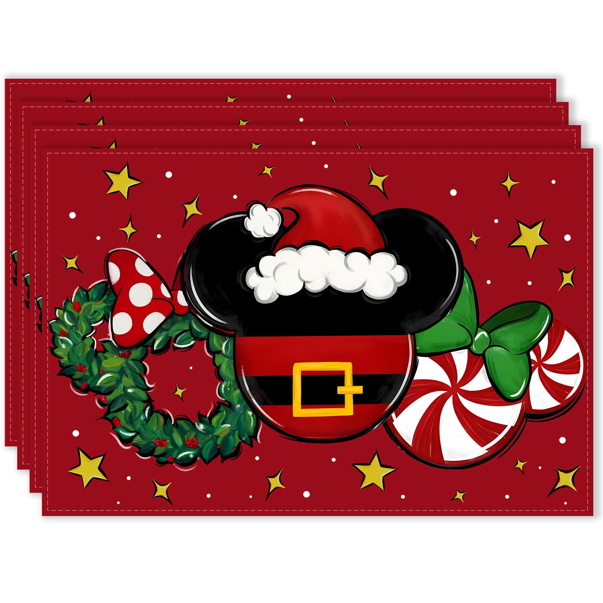 Christmas Placemats Xmas Cartoon Mouse Table Mats New Year Winter Xmas Decor Red Christmas Decorations for Home Party