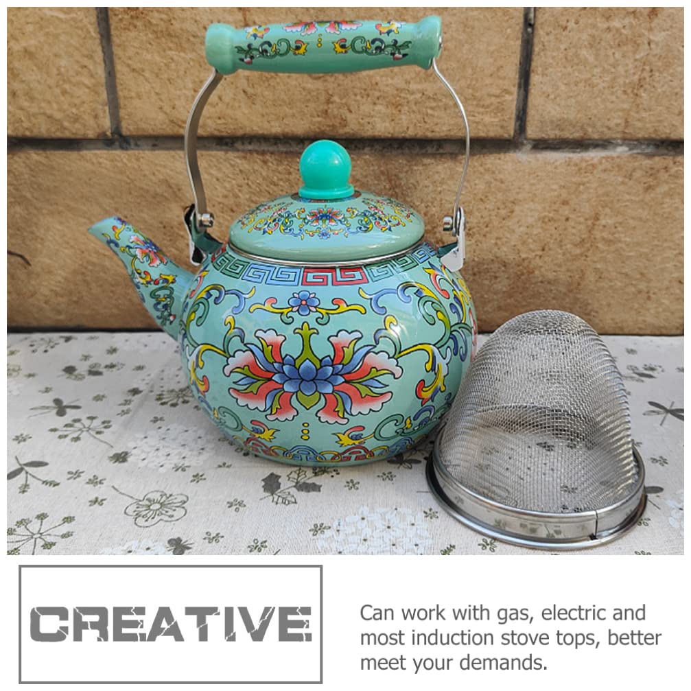 Bollitore Smaltato Retrò 2500 Ml - Teiera Floreale Per Gas E Induzione - Foto 8