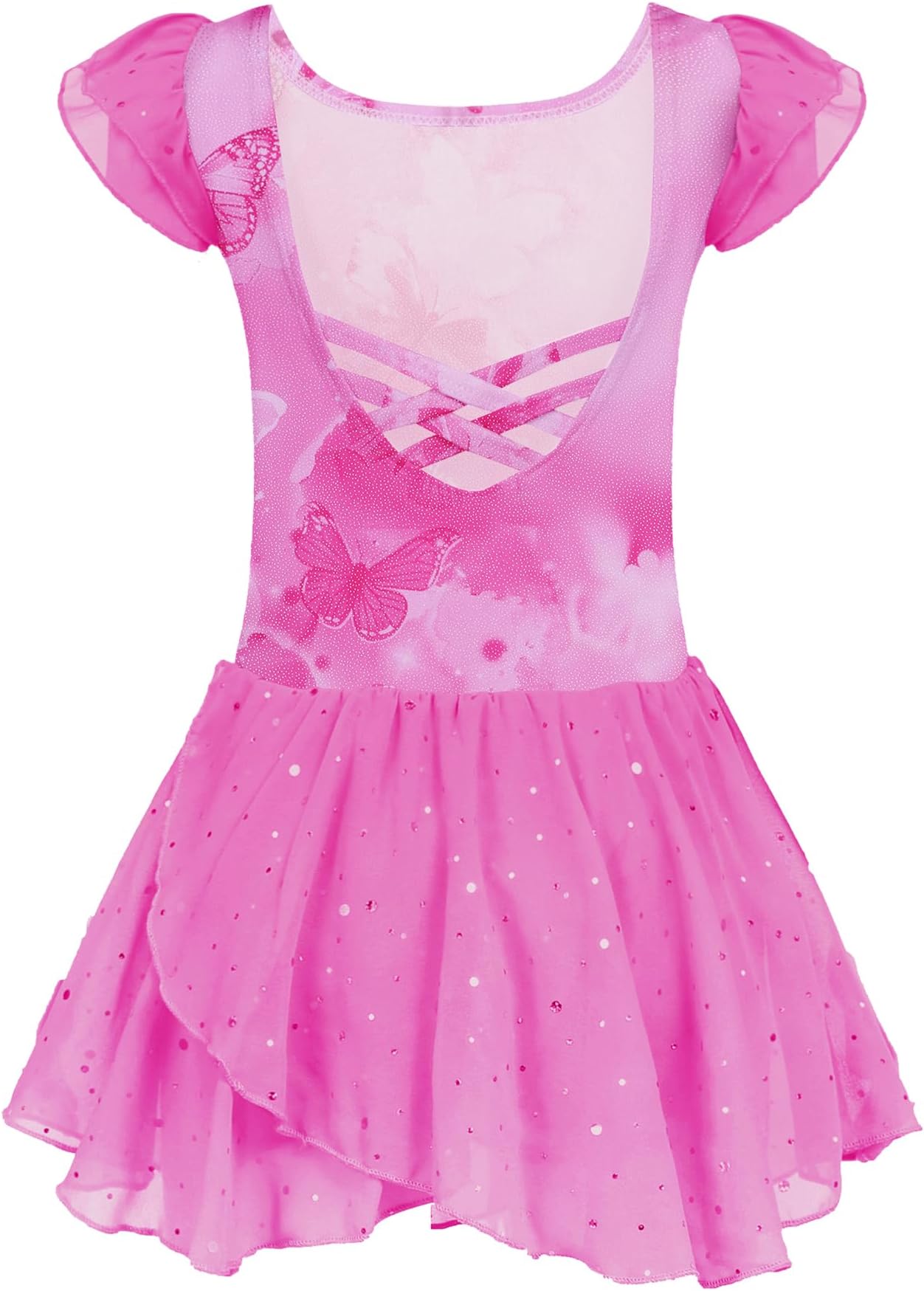 Arshiner Girls Ruffle Sleeve Ballet Dance Dress Tutu Skirted Leotard