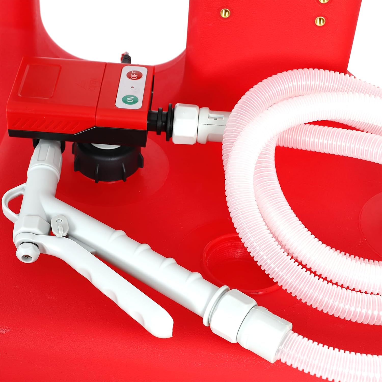 3.2GPM Automatic Fuel Transfer Pump with 32 Gallon Portable Fuel Caddy Tank, Manual Nozzle, AA Battery/12V DC 2 Power Modes, Tank Adapters, for Gasoline Diesel Fuel DEF Urea