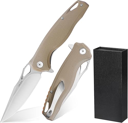 Cuchillo de bolsillo plegable y afilado de hoja de acero D2 G10 de alta calidad con clip para hombres, cuchillo táctico de afeitar para defensa