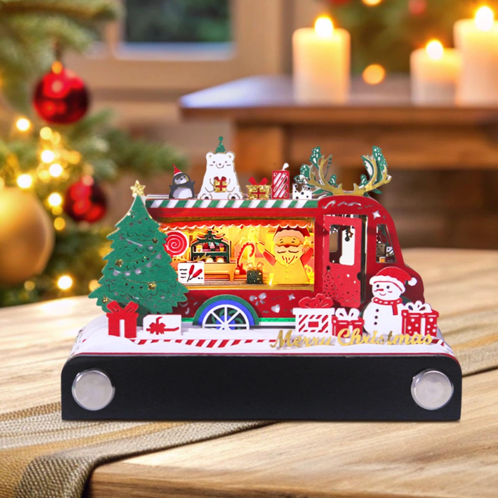 Tischkalender 2025 mit 3D Effekten, Dekoratives Kunstwerk für Die Schule, Weihnachts-foodtruck