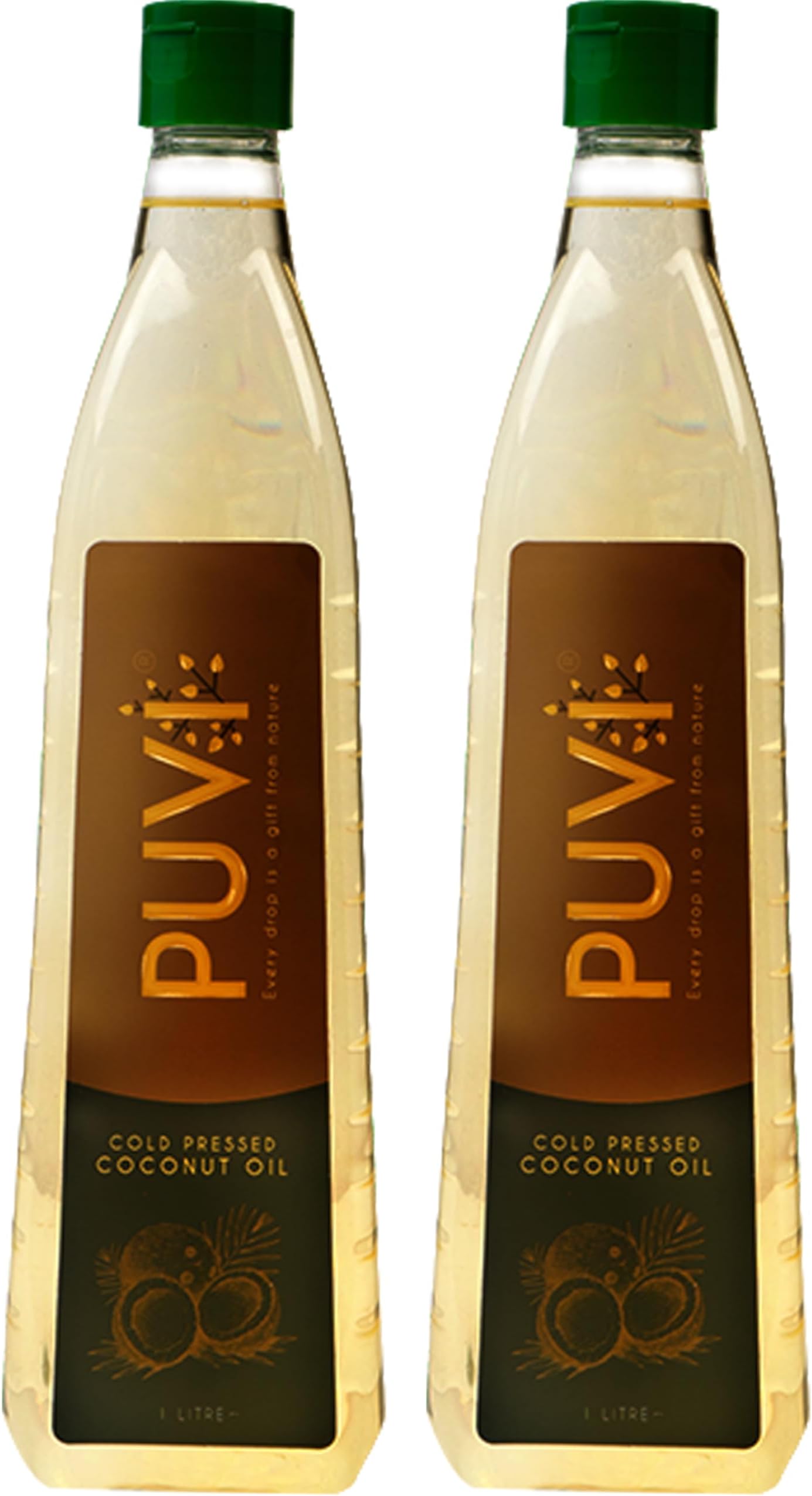 - Puvi 2L Cold Pressed Coconut Oil (Chekku/Ghani) 1 Litre*Pack of 2