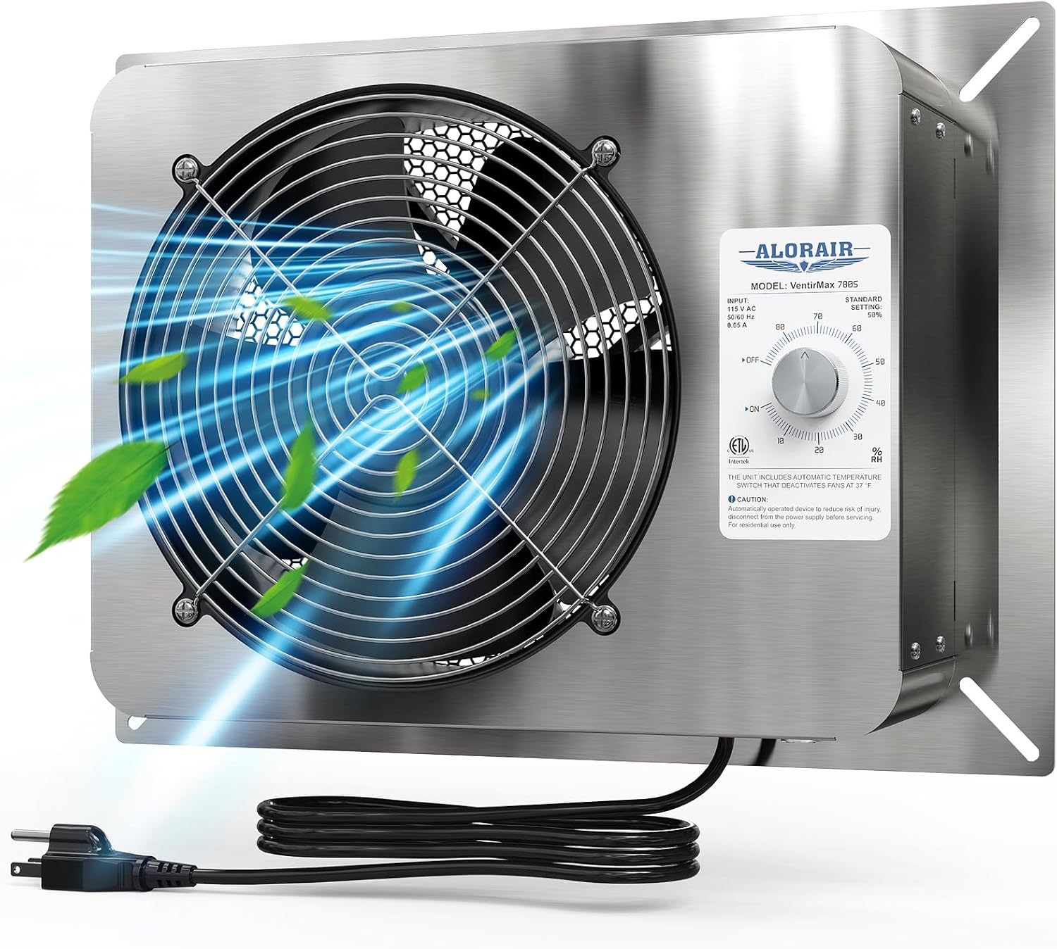 ALORAIR 780CFM Crawlspace Ventilation Fan with Humidistat, IP55 Rated Basement Stainless Steel Exhaust Fan, Built-In Isolation Net 8.1 Inch Foundation Vent Fan for Crawl Space, Garage, Attic,Grow Tent