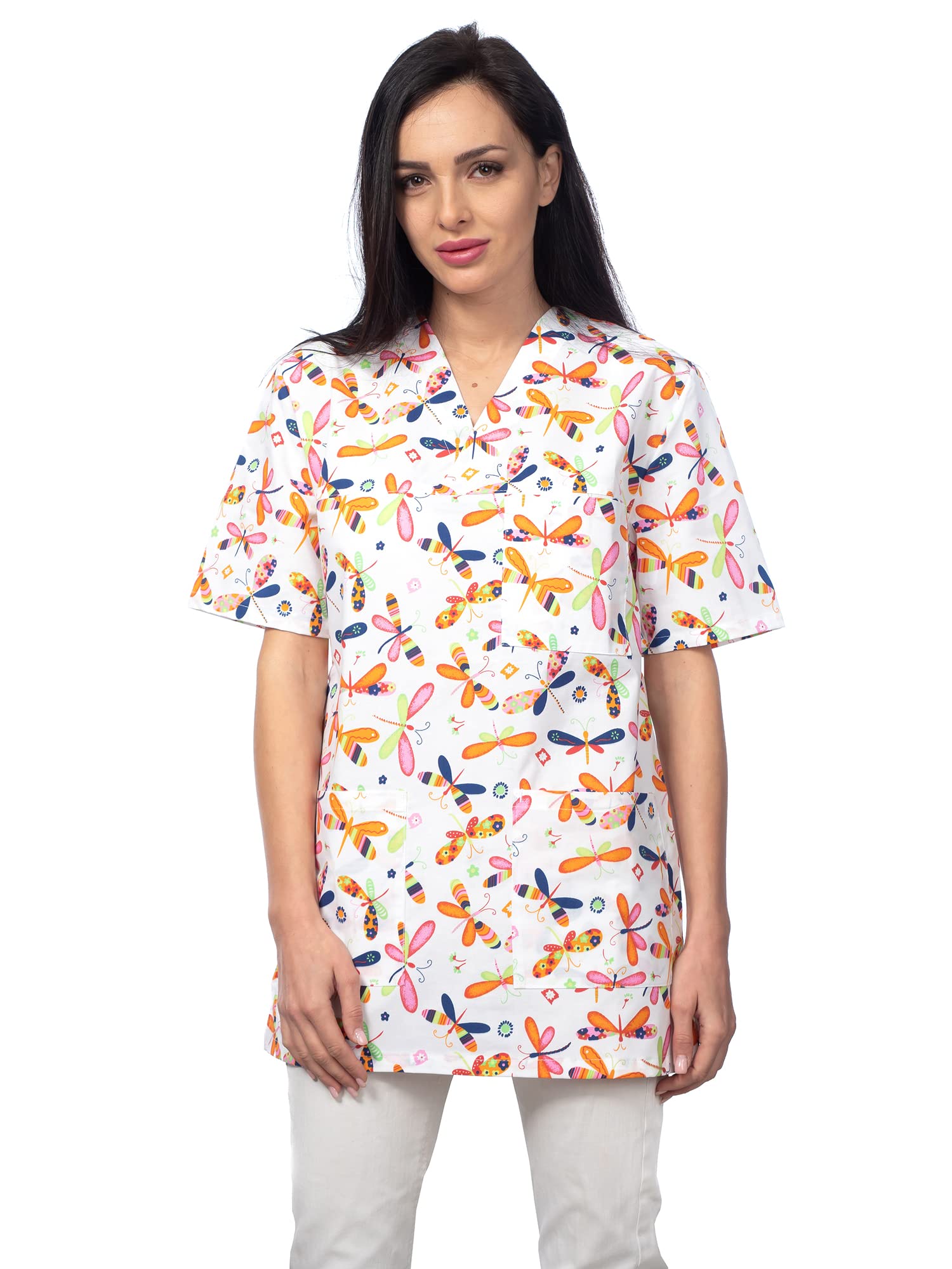 DINOZAVR Bruna Sanitario Camisa Médica con Cuello en V para Mujeres — view 26