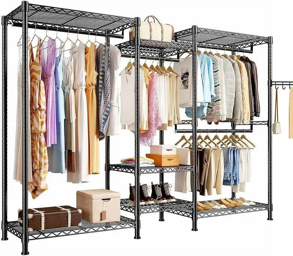 Closet Aberto, Guarda Roupa Abertó, Guarda Roupa Closet Modulado, Guárda Roupa Casal, Clóset Abérto Modulado, Cabideiro Arara Dobravel (Preto)