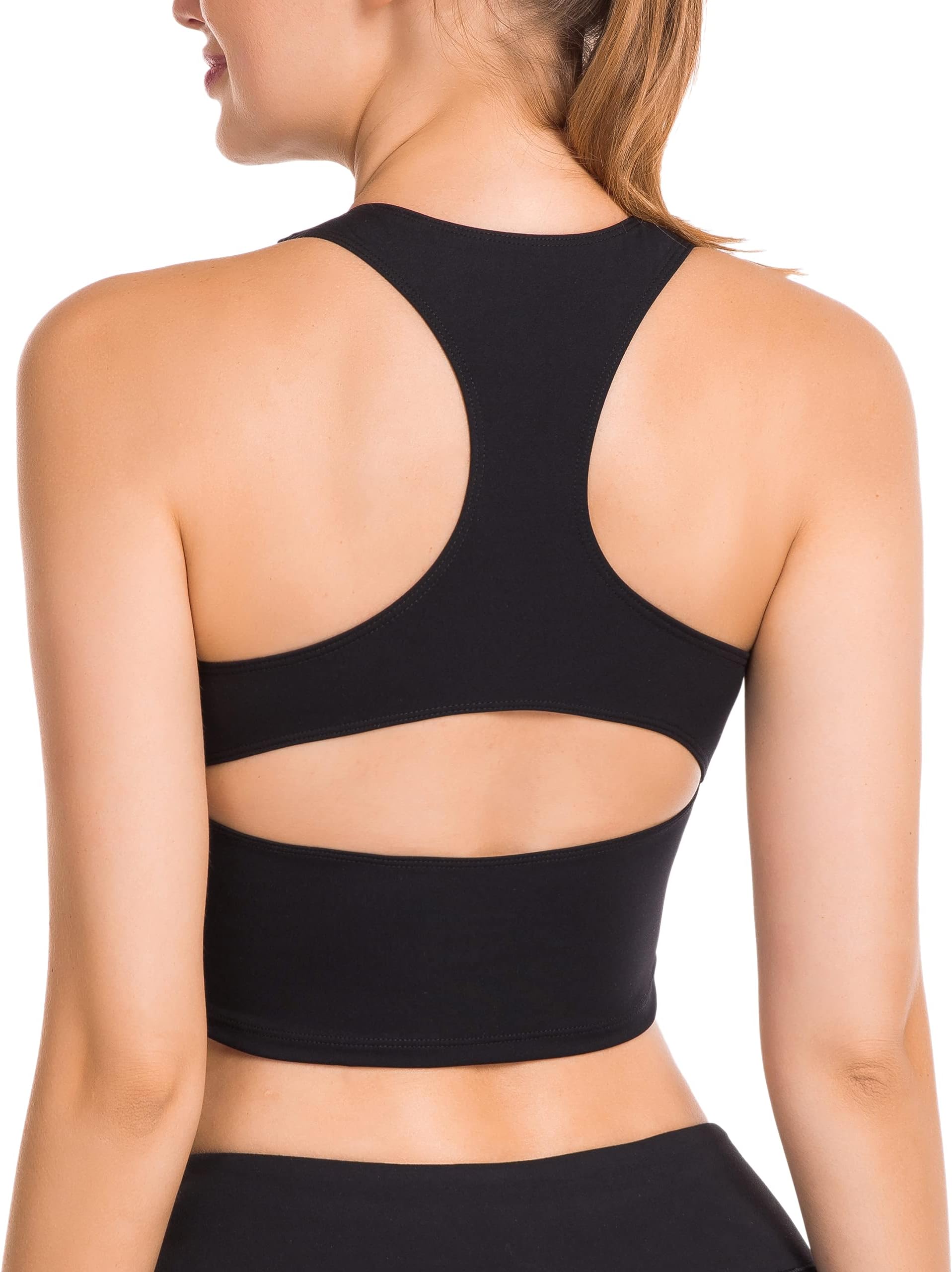 V Neck Sports Bra with Sexy Front-Hole Yoga Workout Athletic Sports Bra Racerback Bras Crop Tank Tops for Women