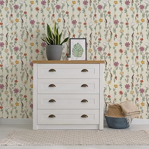 Miniatura 5 de Flipside Papel tapiz extraíble floral para despegar y pegar, cada rollo mide 18 pies de largo x 18 pulgadas de ancho, seguro para paredes, fácil de