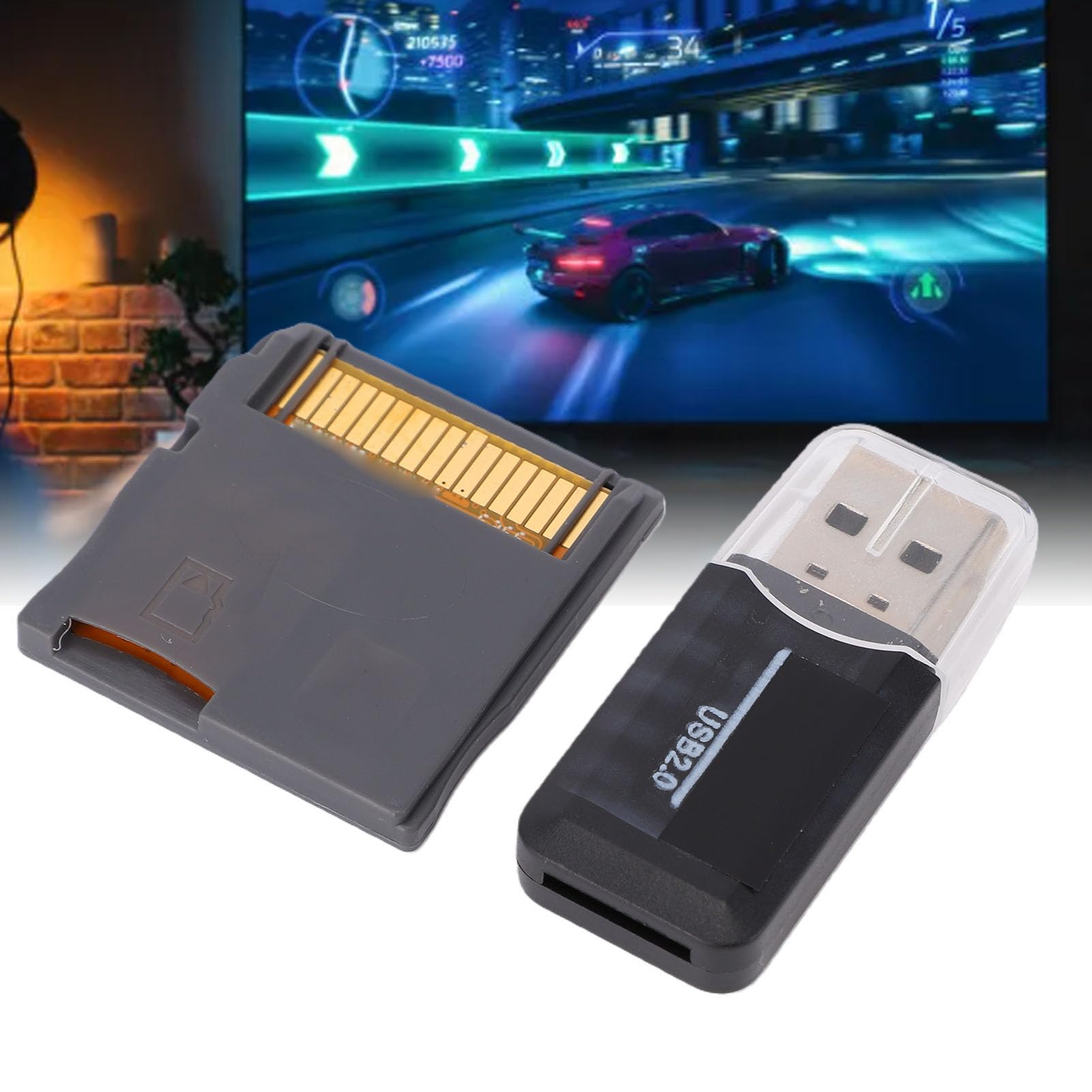 Gugxiom Carte de Jeu DS Dual Core, Cartouche R4 Revolution avec Adaptateur de Carte, Adaptateur de Flash de Jeu 3DS pour Nouveau 2DS 3DS LL XL NDSL NDSI MD GB GBC FC PCE (Gray)