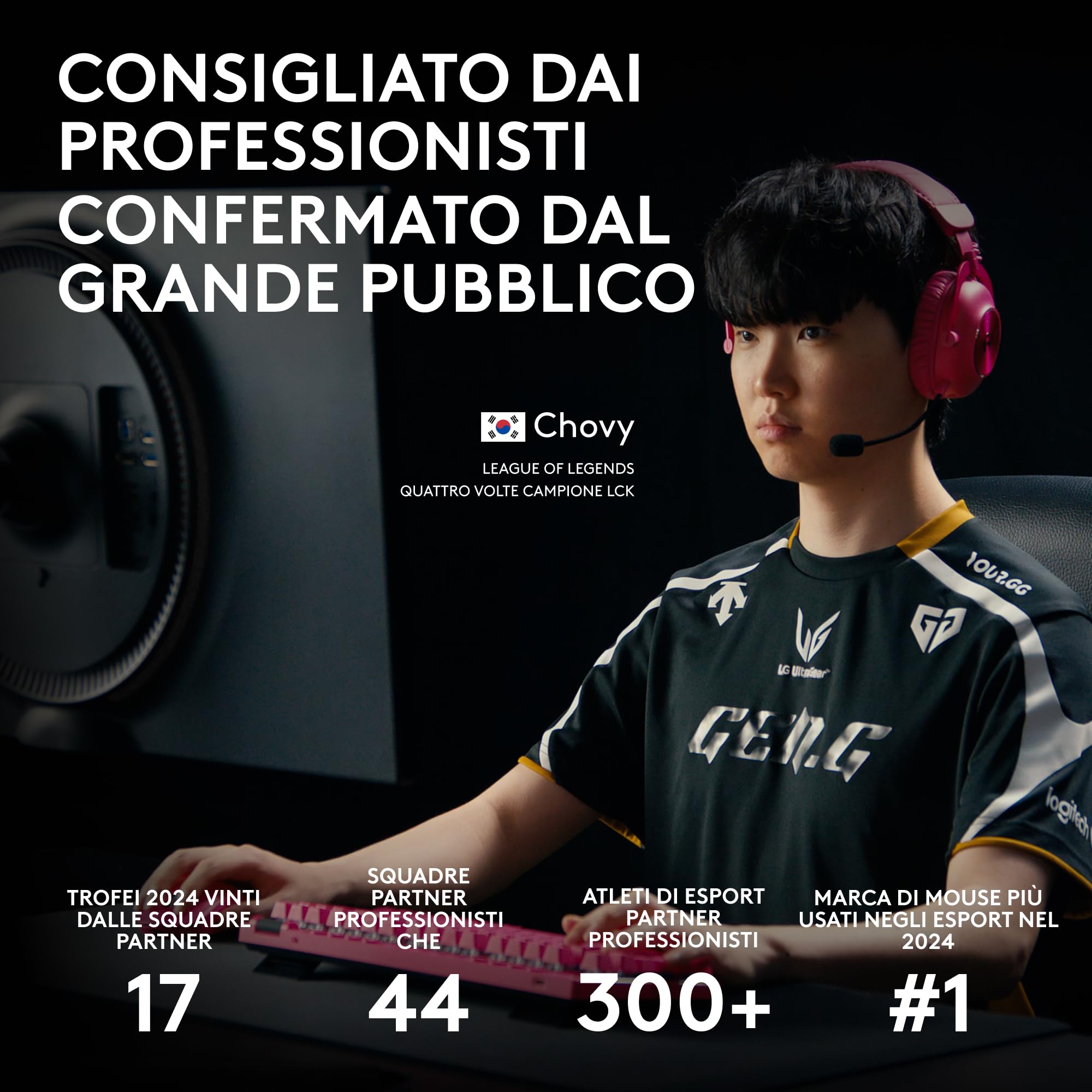 Logitech G PRO 2 LIGHTSPEED Mouse da gioco senza fili, East Europe Pachage, fino a 4 pulsanti laterali magnetici personalizzabili e commutabili, ricarica USB-C, sensore da 32k DPI per PC/Mac
