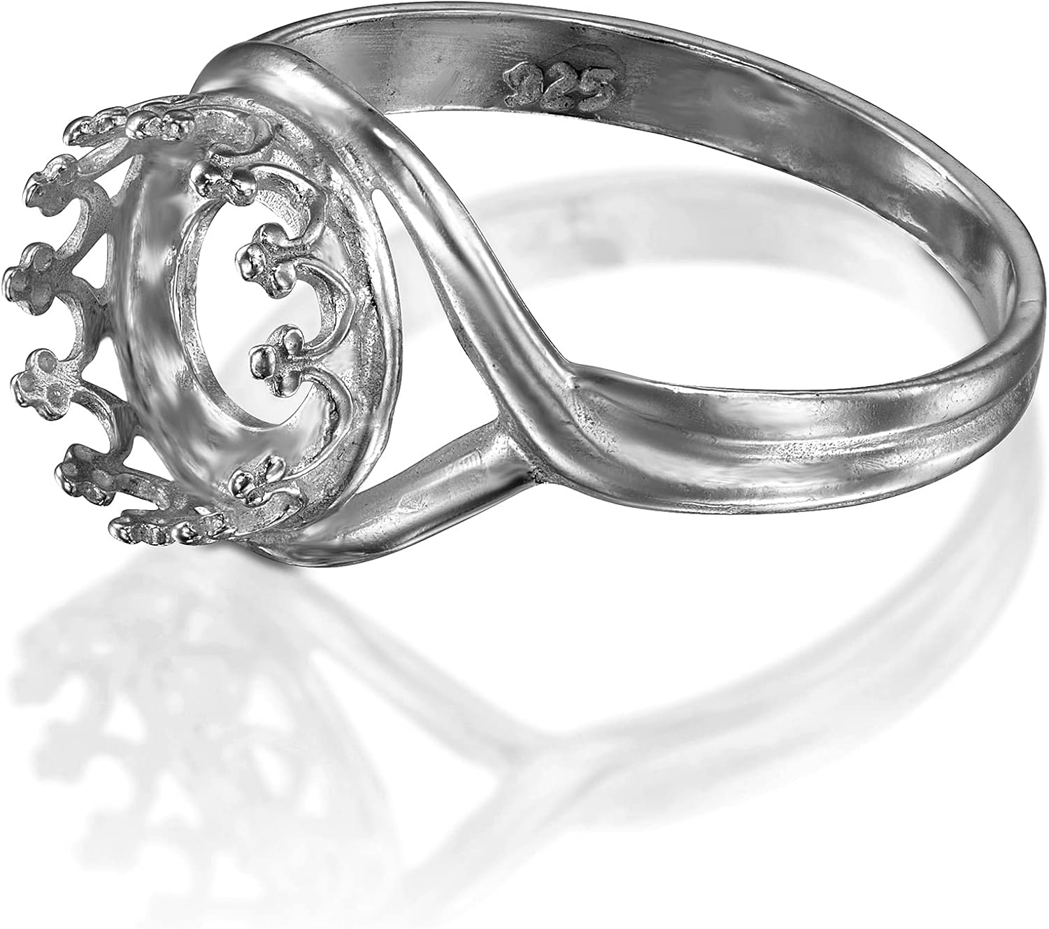 Stera Jewelry 925 Sterling Silver Size 5-9 Ring Blank with 8mm Round Bezel