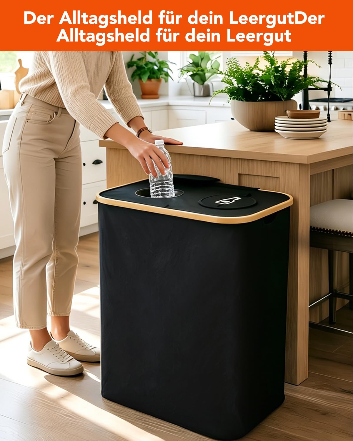 SOUTHGATE 140L Pfandflaschen Sammelbehälter, 2 Fächer, Schwarz