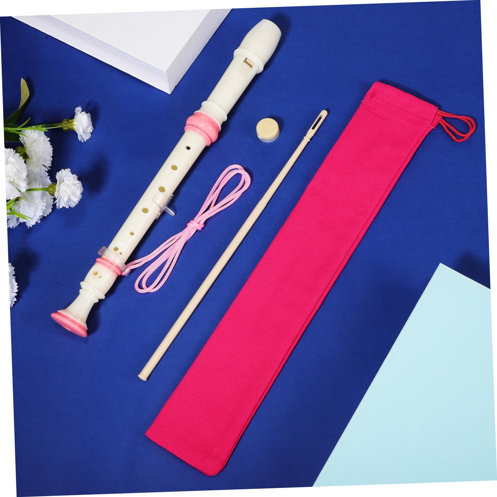 Garneck Practice Soprano Recorder Set 2 Pcs 8-hole Musical Instrument Comfortable Design Rotatable Tail Plastic Construction