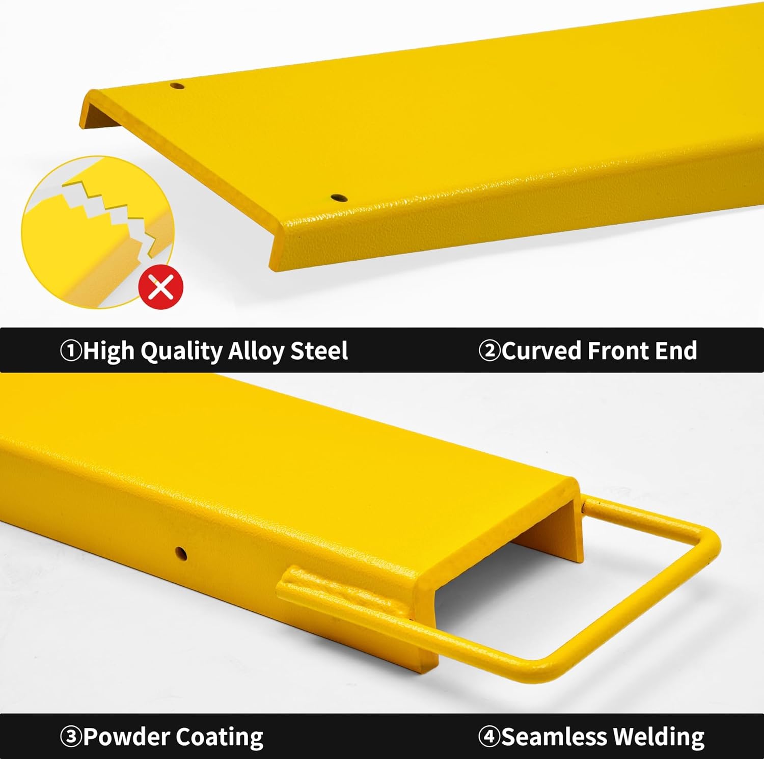 YINTATECH 92 Inch Forklift Extensions 4.5in Width, Heavy Duty Pallet Fork Extension Fits for 4" Wide Forks, 1 Pair Forklift Extensions for Forklift Truck