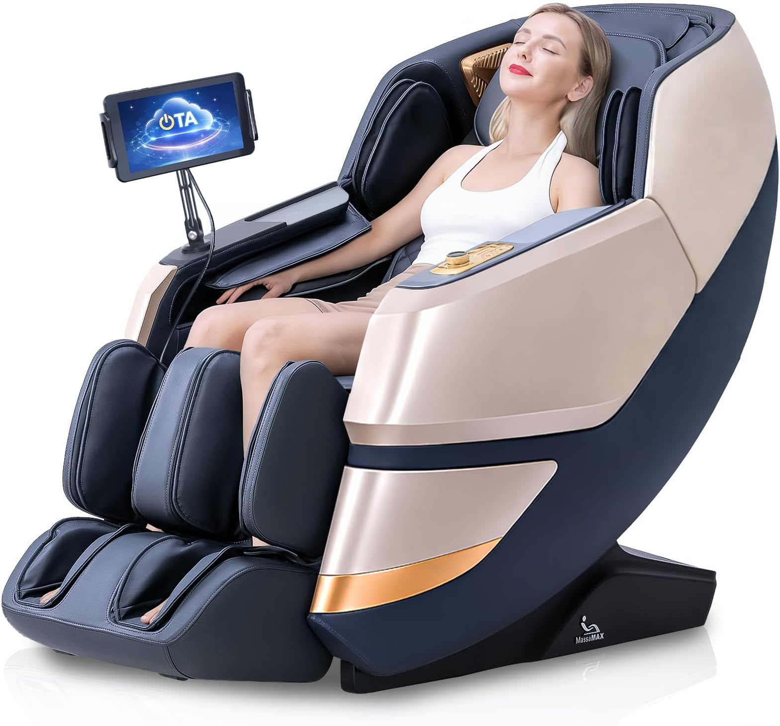MassaMAX 2026 4D Massage Chair, Full Body Recliner with OTA Cloud Tech, Deep Yoga Stretch, 27 Auto Modes, 55" SL Track, APP & AI Voice Control, Auto Footrest, Zero Gravity, and Heating for Relaxation