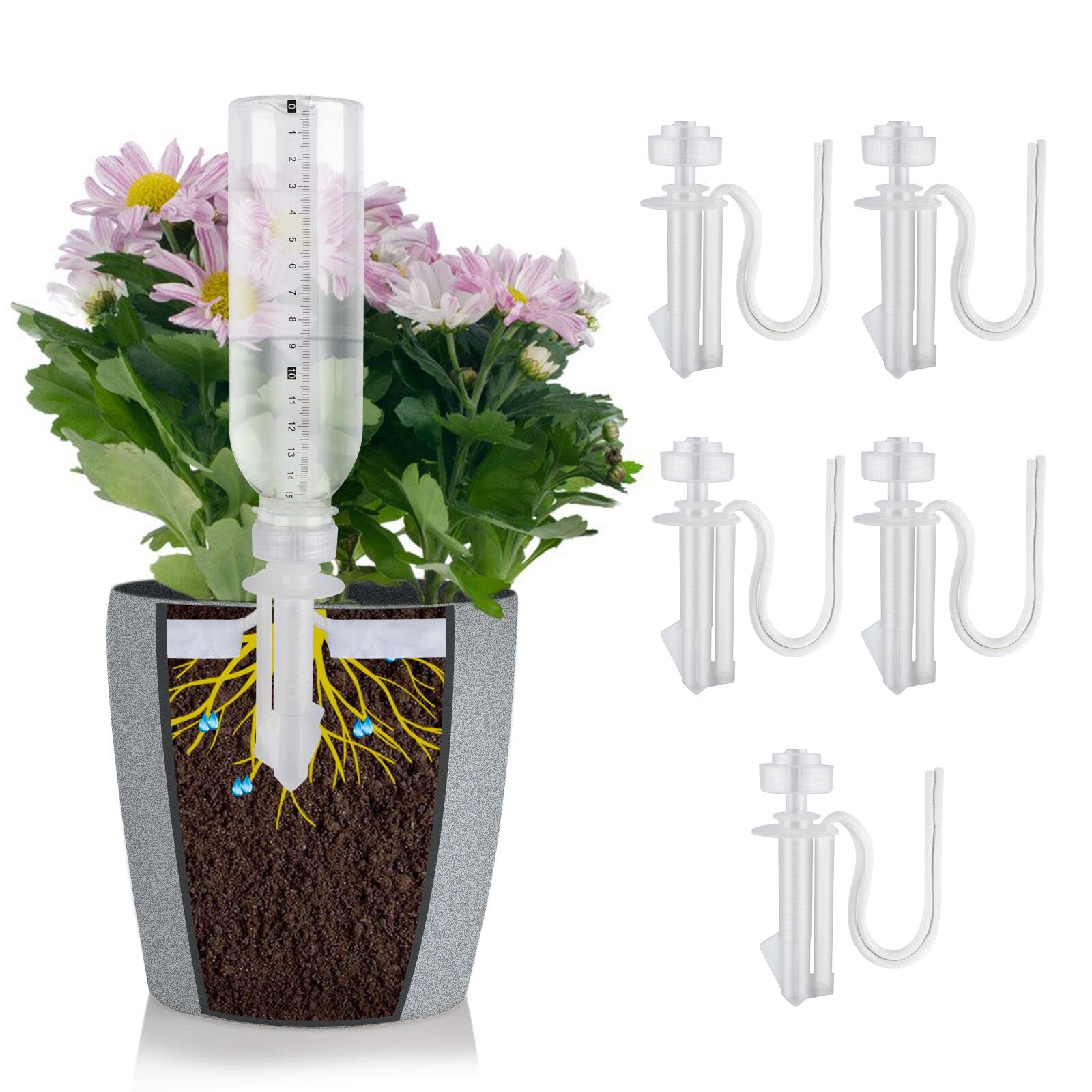 Photo 1 of GREENPARA Self Watering Spikes, Indoor Plant Automatic Watering System Devices for Indoor Potted Plants Planter On Vacations Plant Waterer Sitter, Self Watering Insert Stakes Cord Rope 5-Pack