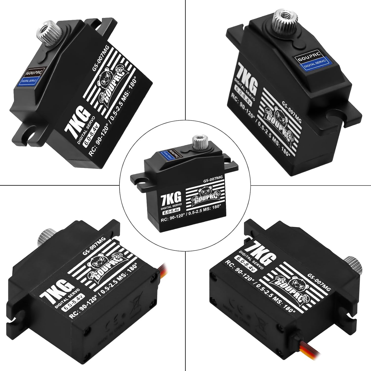 GOUPRC 7KG Micro RC Servo for 1/14 1/16 RC Car Boat DIY Robot, High Torque Medium-Aluminum Digital Servo of Metal Steel Gears with 25T Servo Horn Upgrade Servo Parts