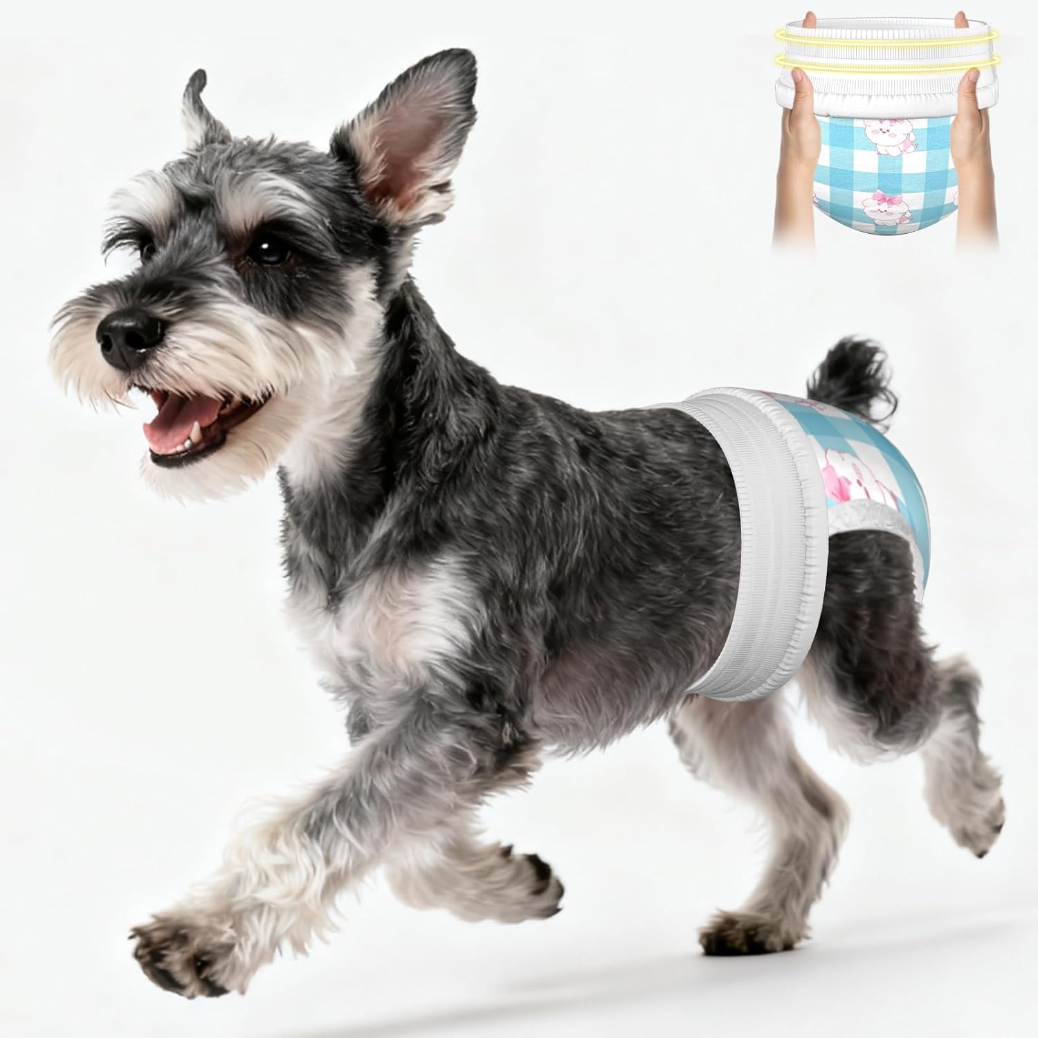 Ambreview Dog Diapers Female | Easy-Wear Disposable Pull-up Diaper with 360° Stretch Waist | Super Absorbent & Leak-Proof | for Puppies, Dogs in Heat, Senior or Incontinent Pets | S, 30 Count