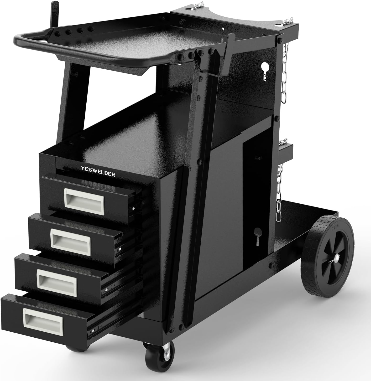 YESWELDER Welding Cart with 4 Drawers for MIG Welder TIG Welder and Plasma Cutter, Heavy Duty Large Storage 360ยฐ Rolling Welding Trolley