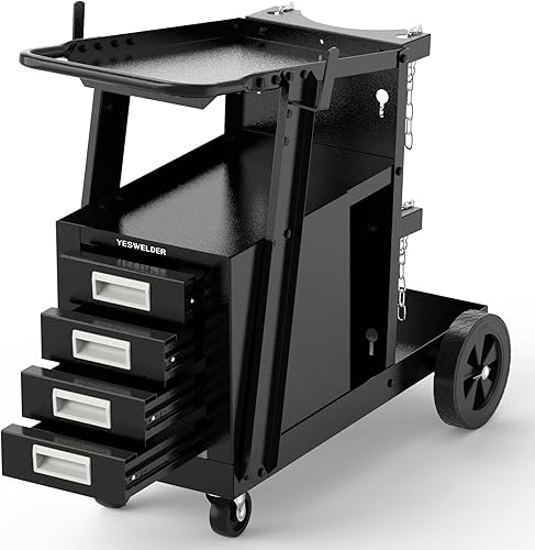 YESWELDER 2-Tier Welding Cart with 4 Drawers
