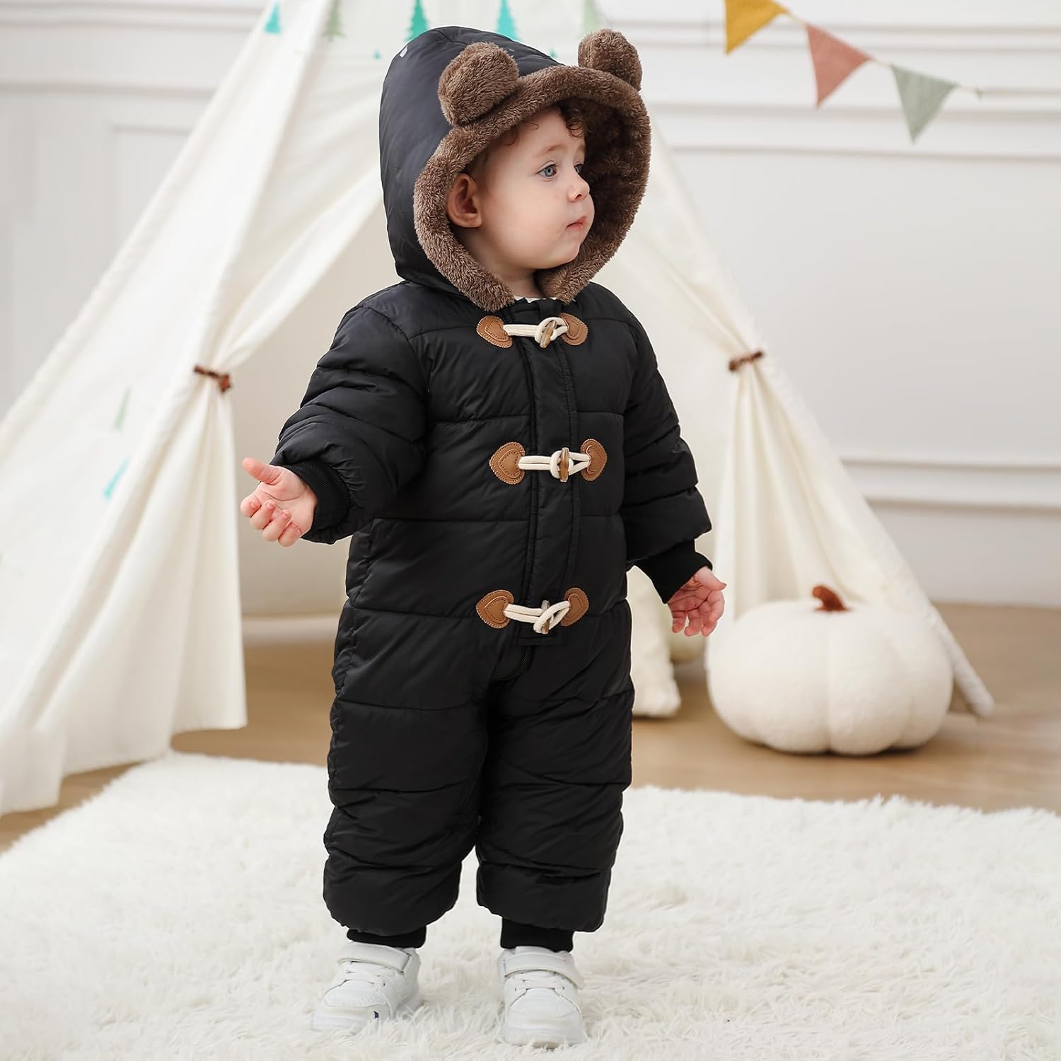 Belovecol Baby Boys Girls Snowsuit Toddler Snow Suit with Zipper Winter Warm Jumpsuit Coat for 3-24 Months - Image 2