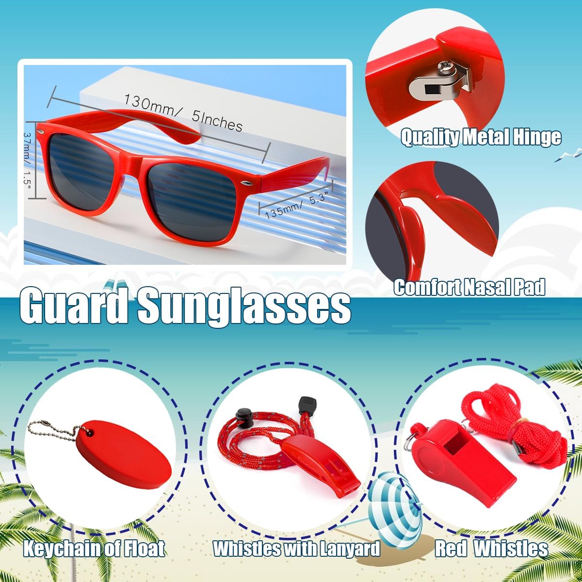 8Pcs Guard Costume Set for Women Men Fanny Pack Whistle Lifeguard Guard Accessories Set for Halloween Party Dress Up - Image 3
