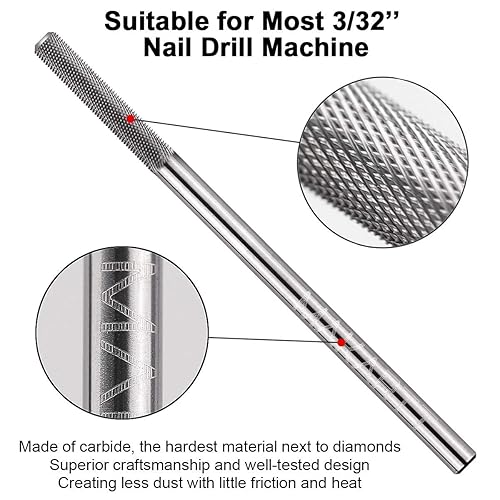 Miniatura 9 de Makartt Broca de uñas para cutículas, broca de carburo de tungsteno de seguridad, removedor de cutículas, limpiador de uñas, piel muerta, prepara