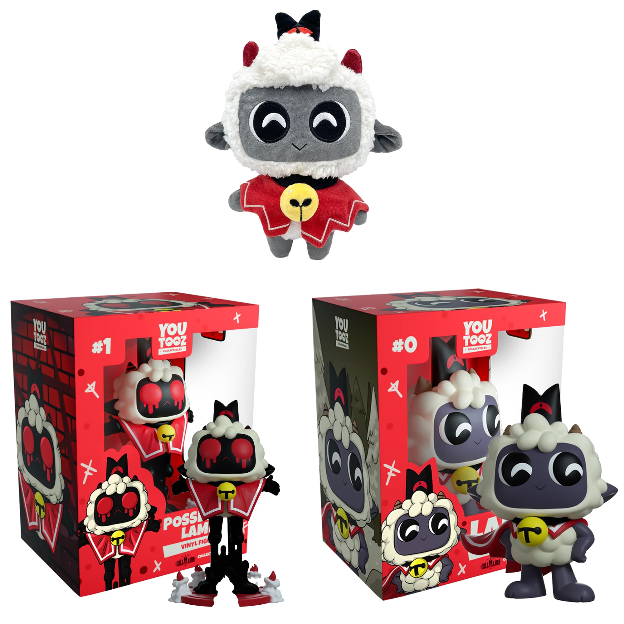 Youtooz Possessed Lamb 5 4 and Lamb 3 7 Vinyl Figure Bundle with Lamb Plushie 9 Official Licensed