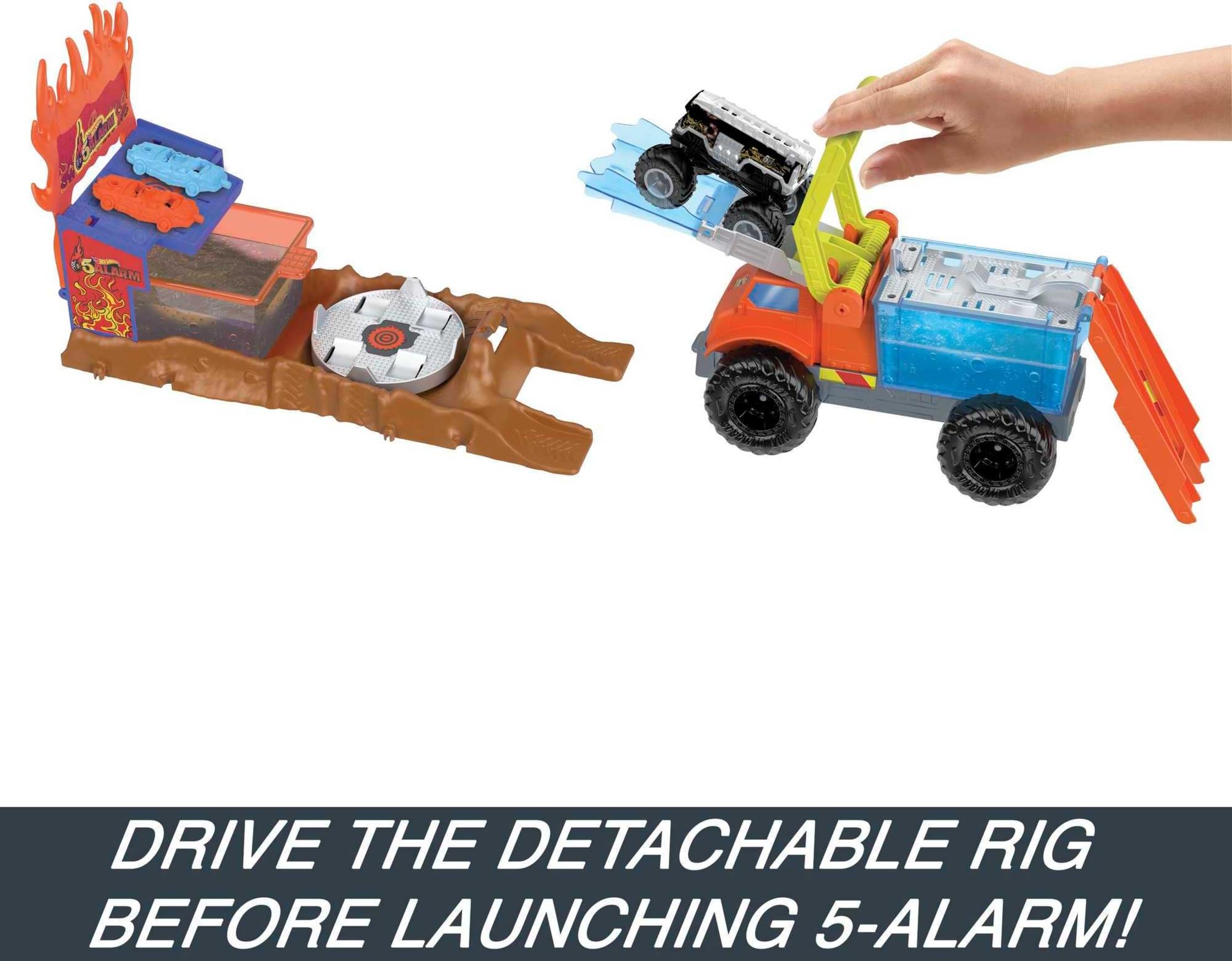 Hot Wheels Monster Trucks Arena World Color Shifter Rescate 5 Alarm Camión de Bomberos Pista para Coches de Juguete, +3 años (Mattel HPN73)