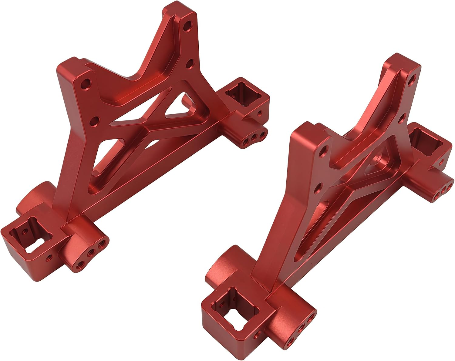 Aluminum Front & Rear Shock Tower Mounts Upgrade for 1/10 T-Maxx/E-Maxx RC Cars, 1/10 REVO 3.3, T-Maxx 3.3 – Replacement Part #4917R (Red)