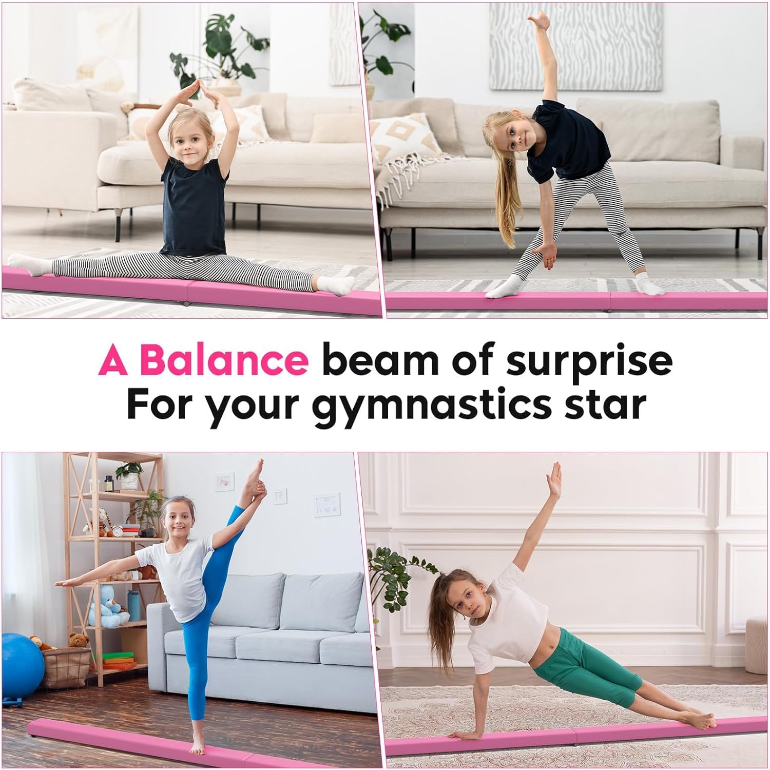 Poutre d'équilibre de Gymnastique, Barre de Gymnastique Pliable 2,1 m/220 LB en Similicuir Pliable pour entraînement à Domicile