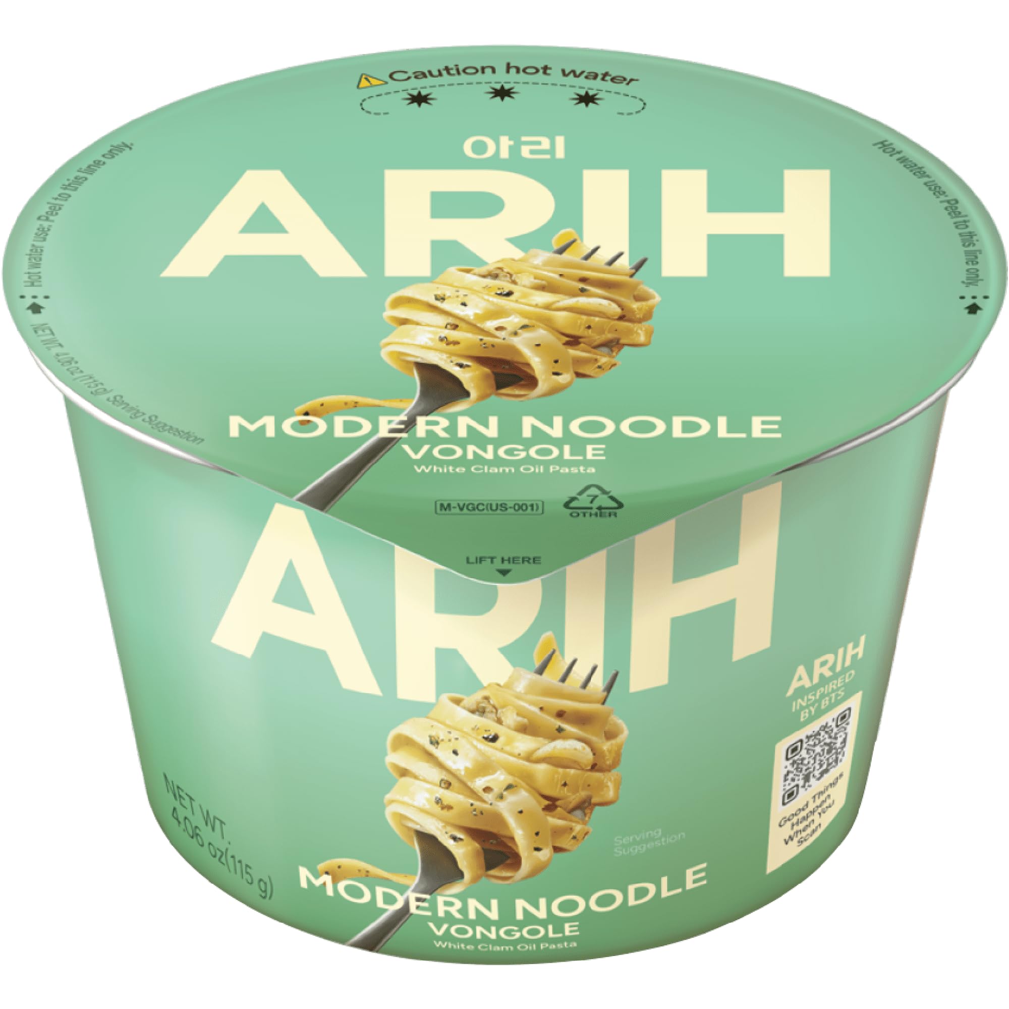 ARIH Modern Noodles Western-Korean Fusion Soup-Less Noodles Bowl, 4.59 oz (Vongole)