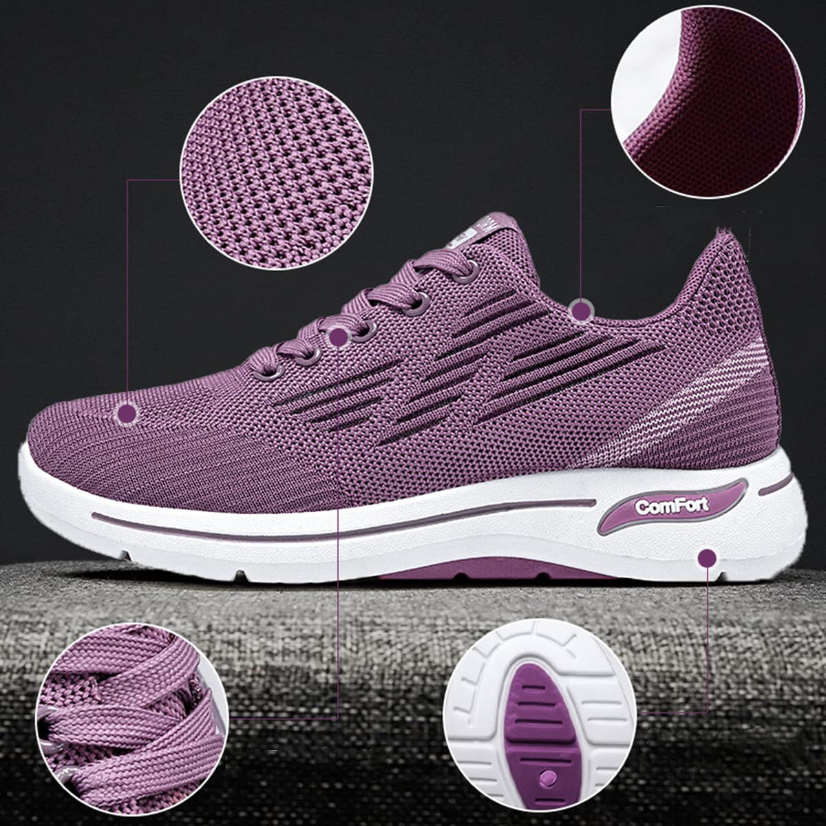 Moda damska jesienne buty sportowe, sportowe lekkie buty do chodzenia na co dzień z siatką okrągły nosek sznurowane wygodne oddychające chodaki tenisowe trampki