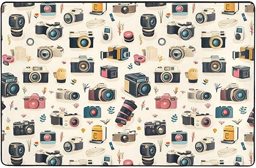 Miniatura 7 de Area Rugs for Living Room Decor - Anti Slip Throw Washable Rugs 3x5, Indoor Soft Retro Camera Print Carpet for BedroomLivingRoomDining 60x39 Inch