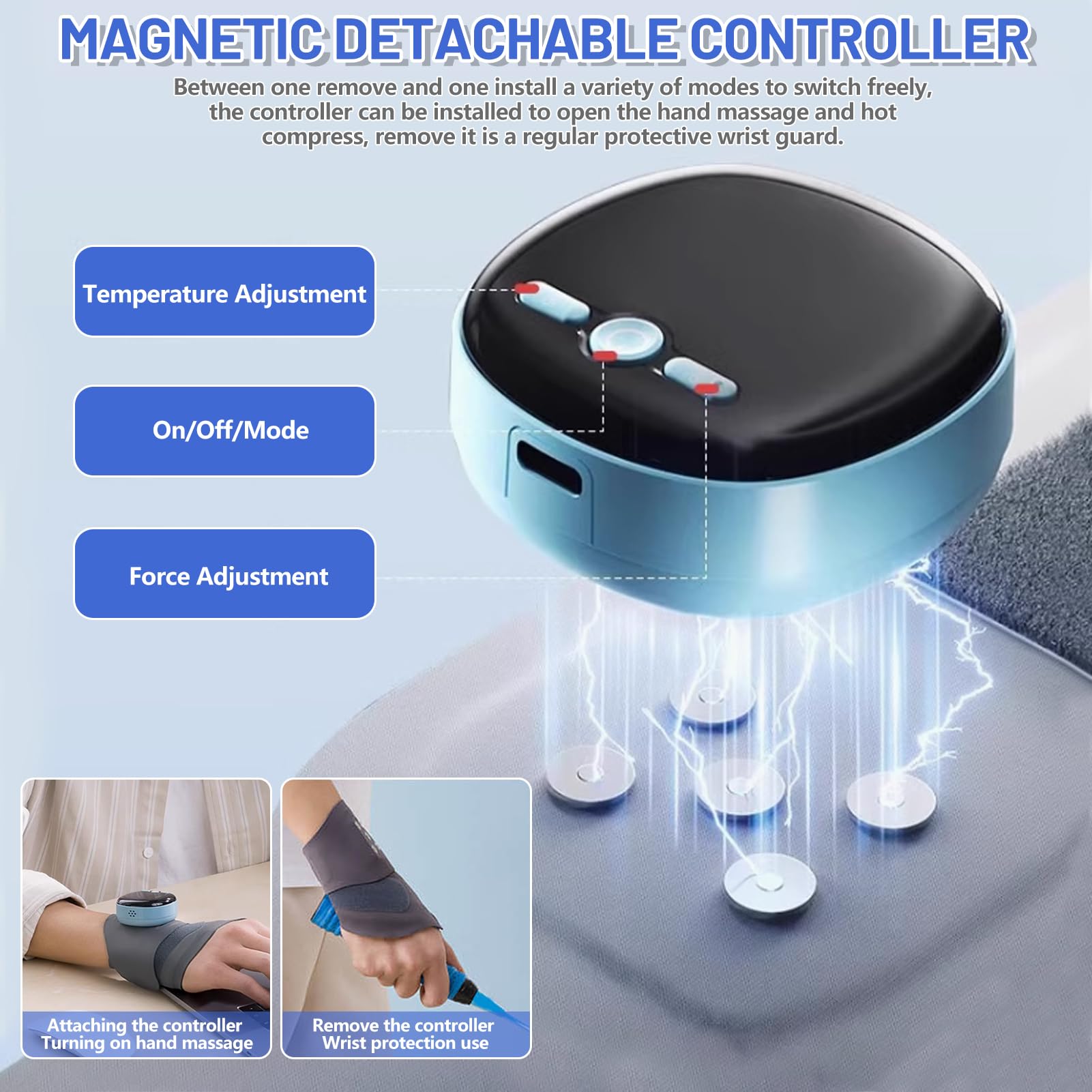 Elektrische Handmassagegeräte, Tragbar Handmassagegerät Mit 3 Wärmestufen 5 Massagemodi Und 9 Stärke Handmassagegeräte Wiederaufladbar Kabelloses Hand Massagegerät Für Arme Ellbogen (16-22cm)