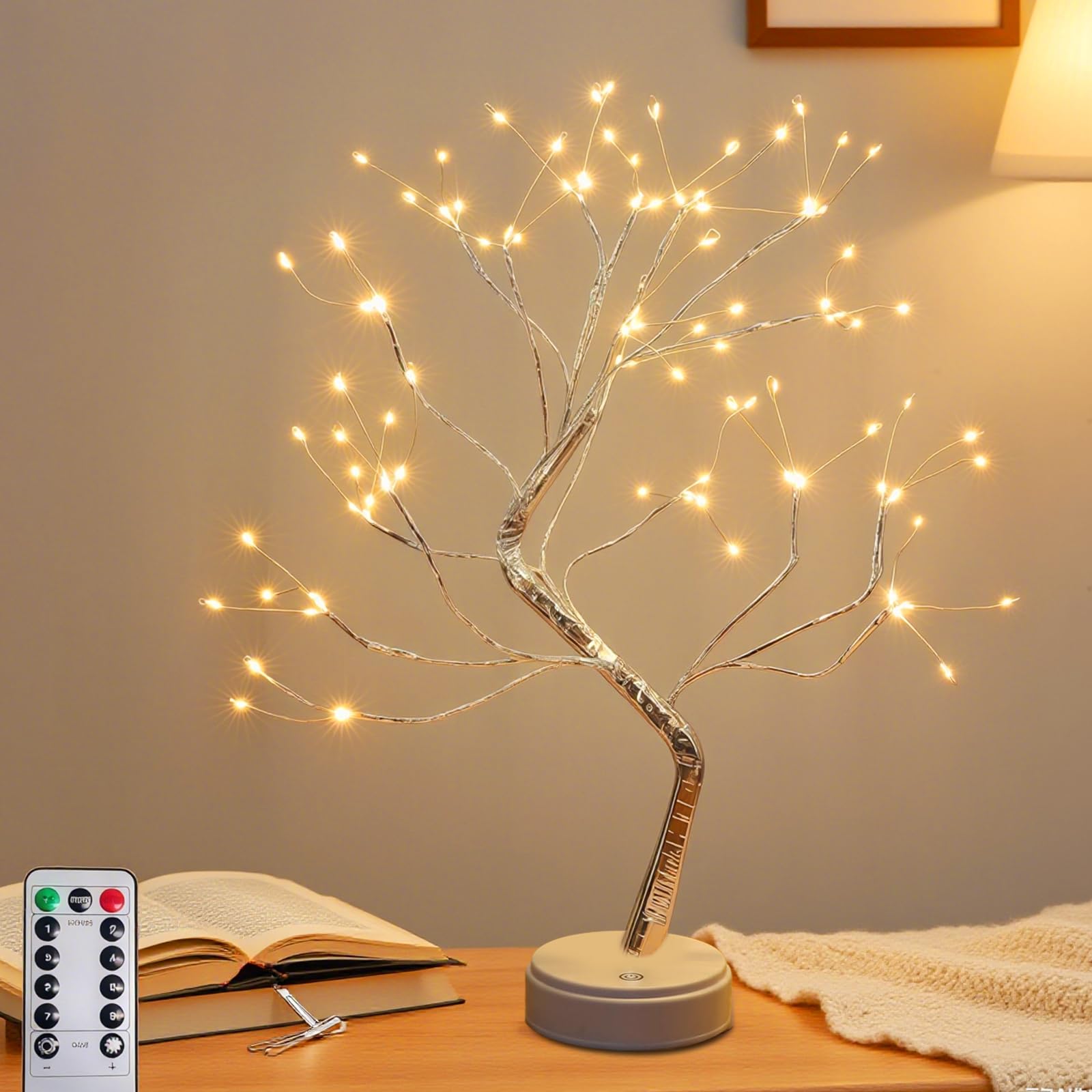 Arbre Lumineux LED, 108 LED Lumière d'arbre Intérieur, 8 Modes Variable, Lampe Arbre Lumineux Branches Réglables, pour la Décoration de Fête de Mariage, Alimentation par USB/Batterie