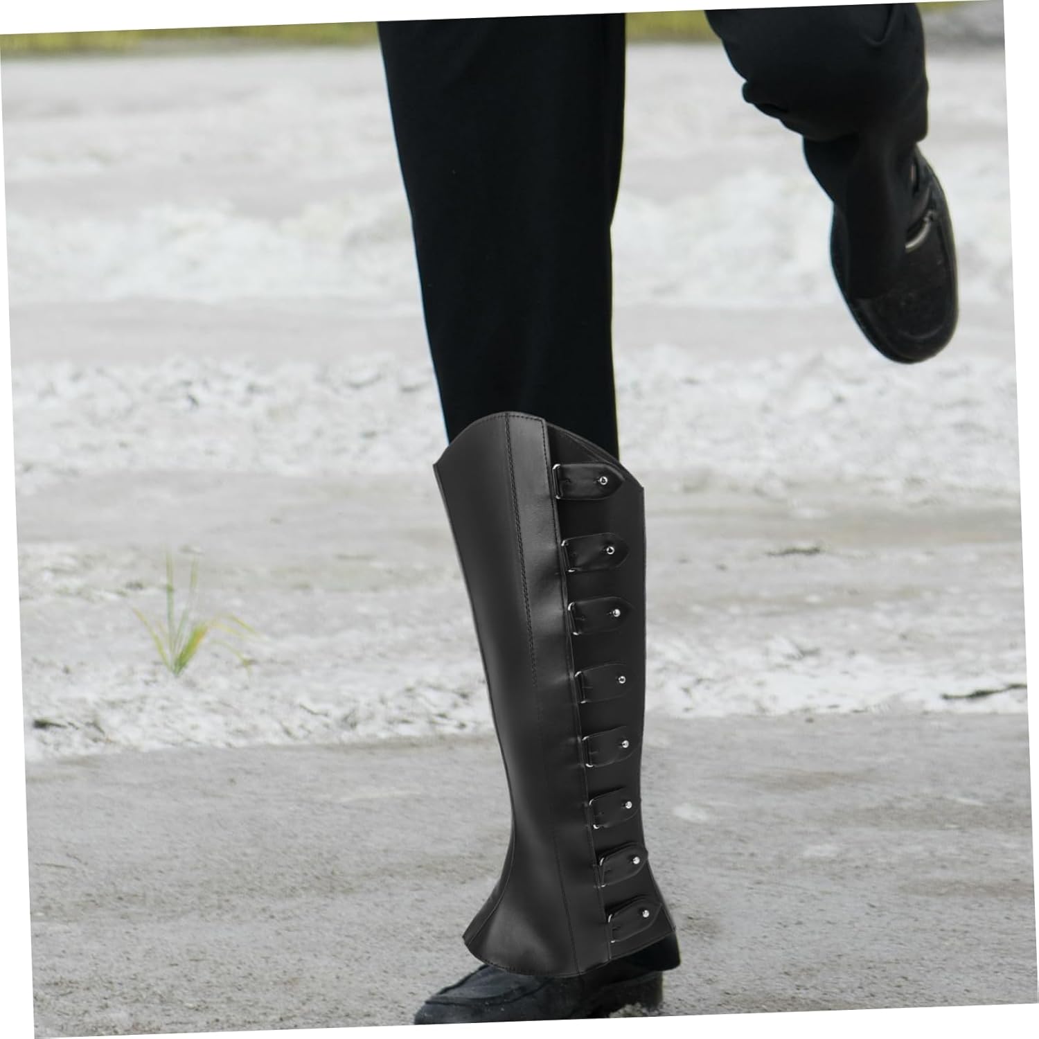 Didiseaon Renaissance Pirate Boot Covers Men's High Leg Gaiters Vintage Medieval Leg Warmers Adjustable Steampunk Costumes Black
