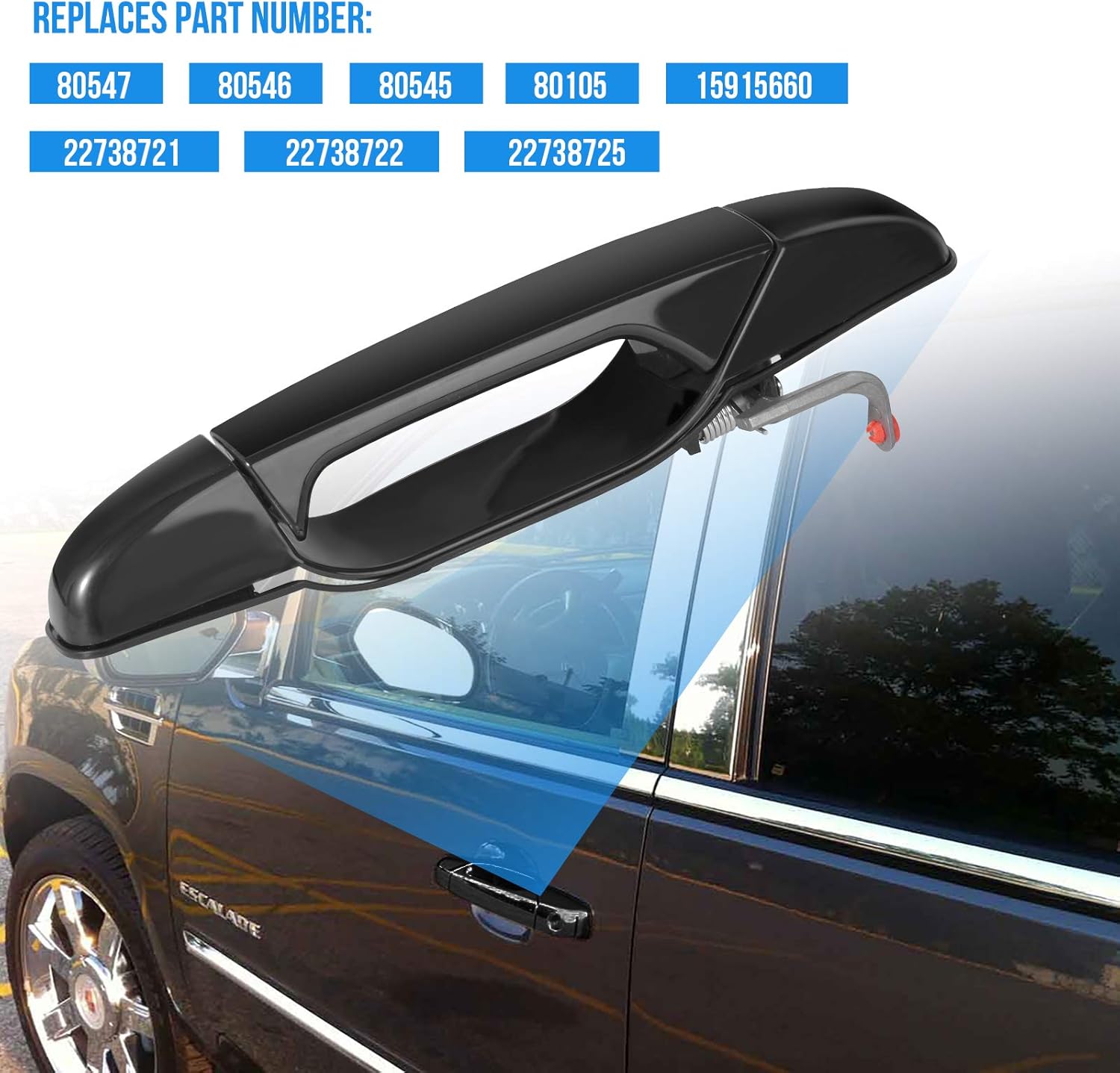 FAERSI 4pcs Exterior Black Door Handle Front Rear Driver & Passenger Side Replacements for Cadillac Escalade Chevy Silverado GMC Sierra Yukon Pickup Truck SUV 2007 2008 2009 2010 2011 2012 2013