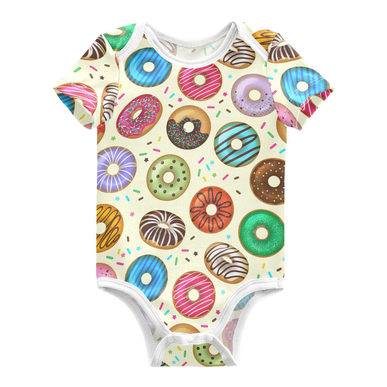 Wusikd Donuts Unisex Baby Bodysuit Cotton Baby Short Sleeve Clothes 3 Months for Boys Girls