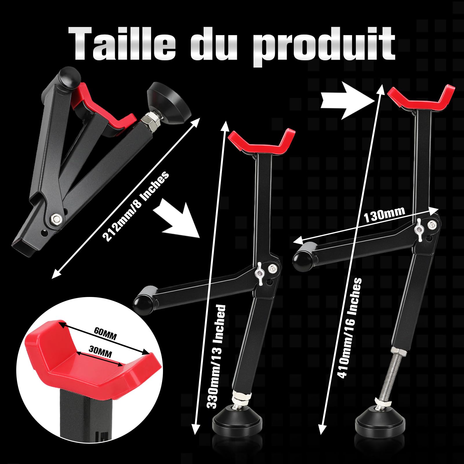 Béquille d'Atelier Moto Arrière Pliable pour Pit Bike Dirt Bike Rouge