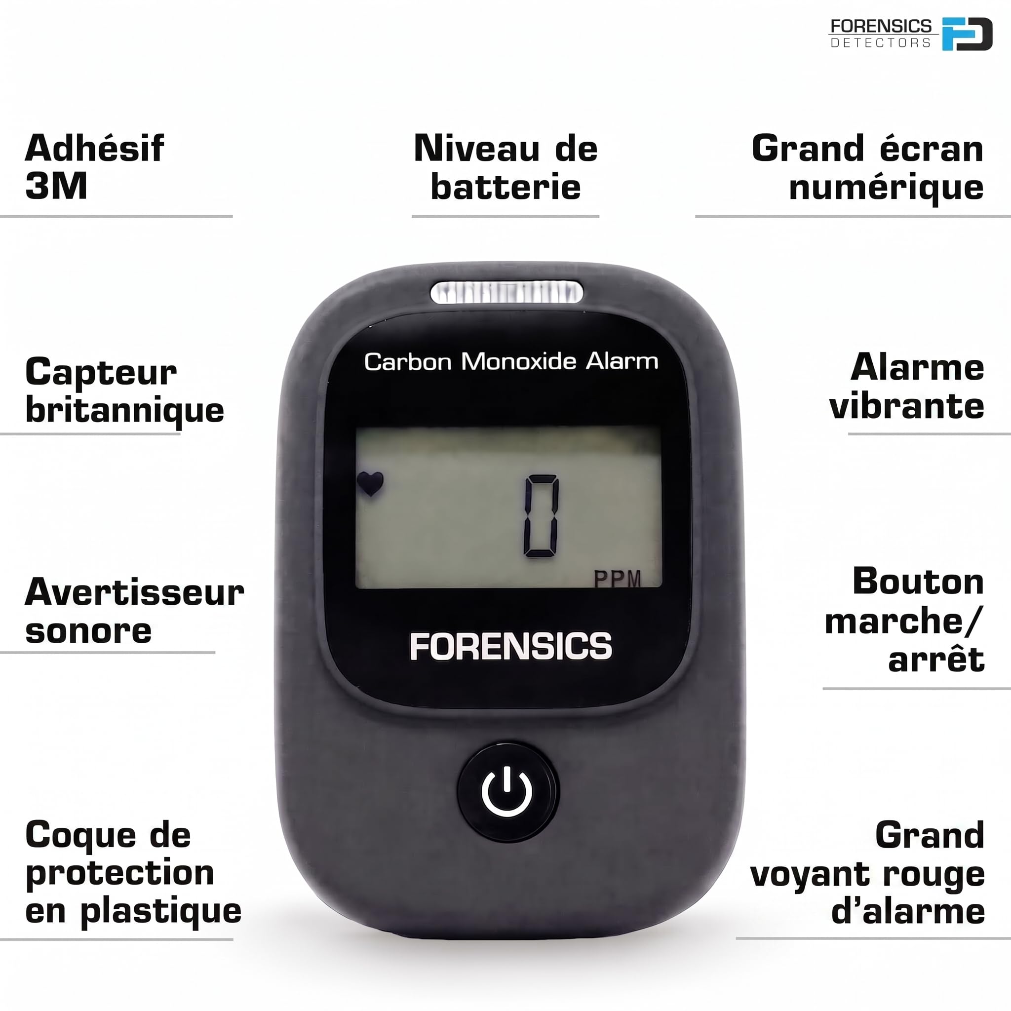 Détecteur de Monoxyde de Carbone (CO) pour Véhicules et Aéronefs | Alarme Rapide À Bas Niveau À 9 ppm (Version 2.0)