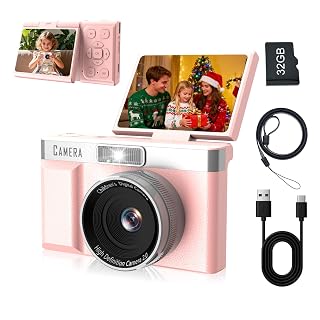 Kids Digital Camera FHD 1080P Digital Camera for Kid with 32GB Card,2'' Flip 180 ° Screen with Support for Selfie Vlog Cam,Compact Camera with Flash,Birthday for Kids Boys Girls. - Amazon product rated Grade A