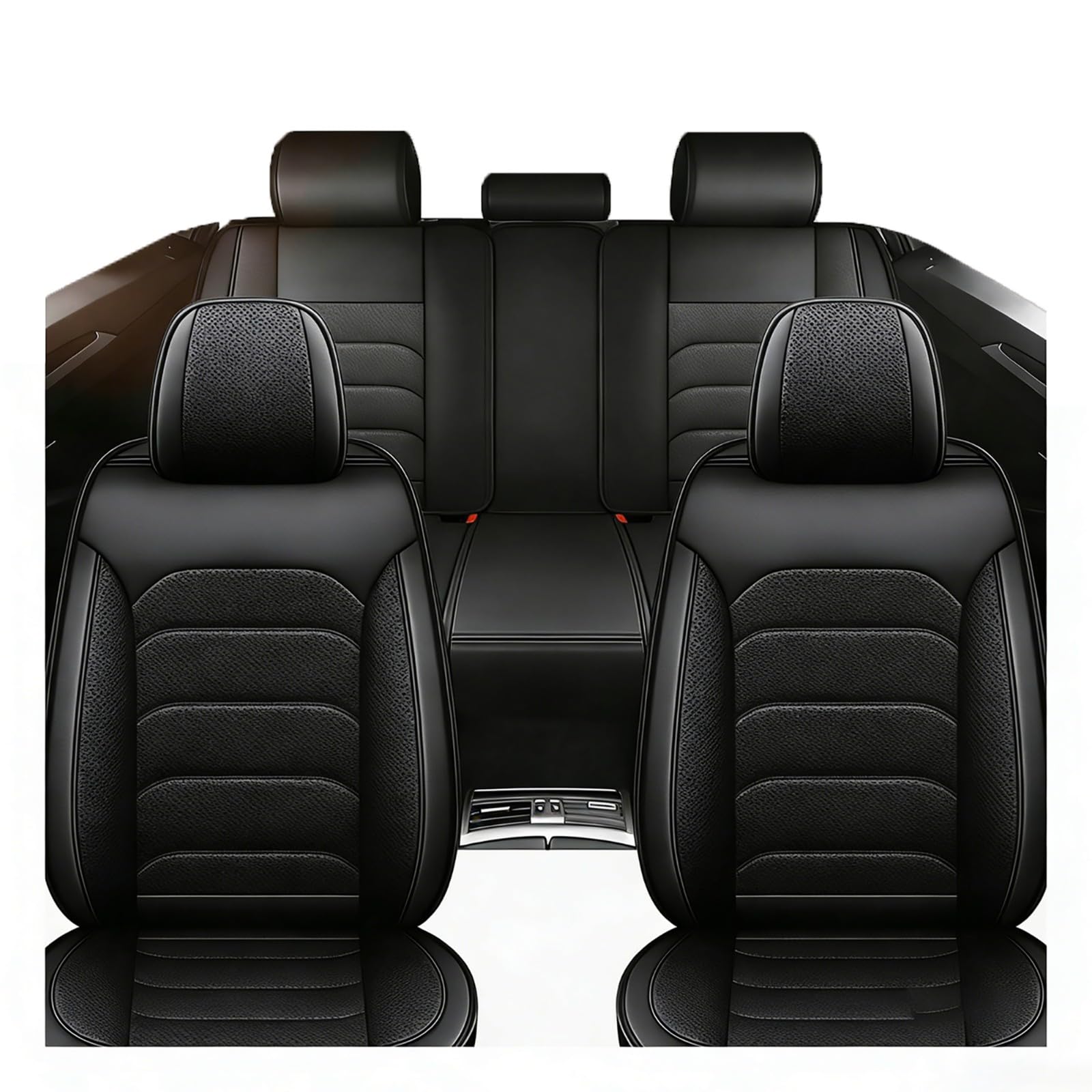 FIENZA Set Completo per 5 Posti Coprisedili Auto per Jaecoo 7 (2024 2025 2026) Confortevole Copri Sedile Auto Compatibile Airbag,Pelle PU Impermeabile Traspirante Protezione Anteriori e Posteriori,H