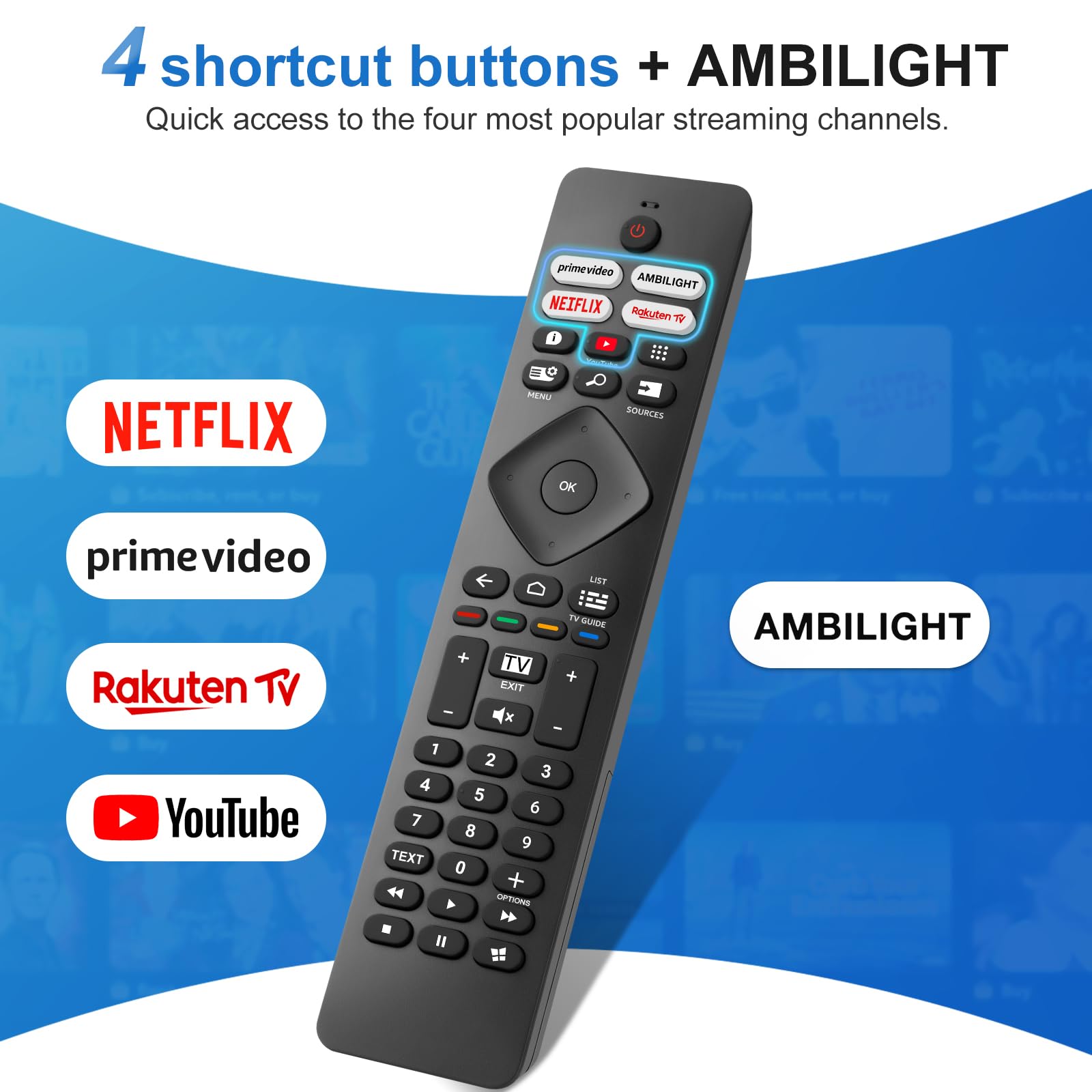 per Telecomando-Philips-TV-Originale, Universale per Tutti Philips Smart TV, con Ambilight